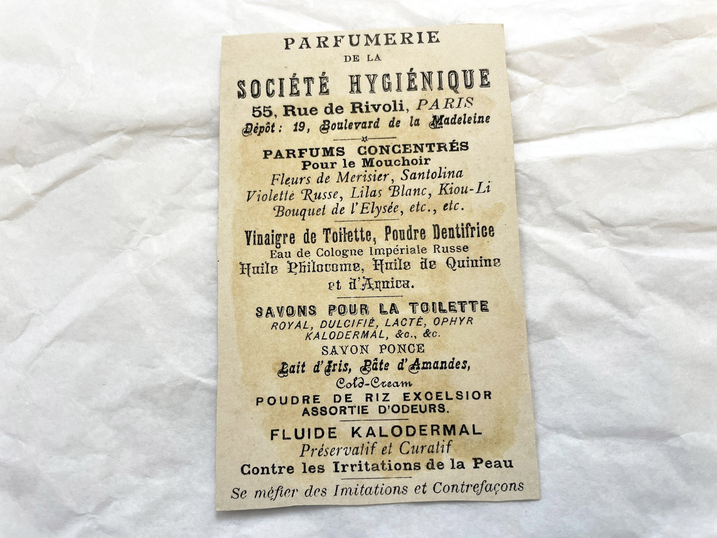 Late 19th - Set of 3 Chromolithograph Advertising Cards - French Perfume - Société Hygiénique Paris - Historical European Holiday Scenes