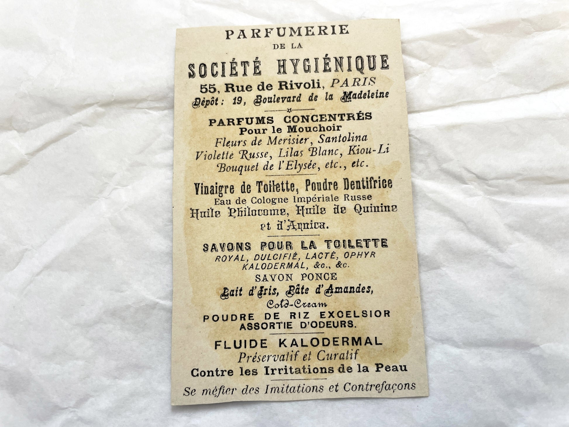 Late 19th - Set of 3 Chromolithograph Advertising Cards - French Perfume - Société Hygiénique Paris - Historical European Holiday Scenes