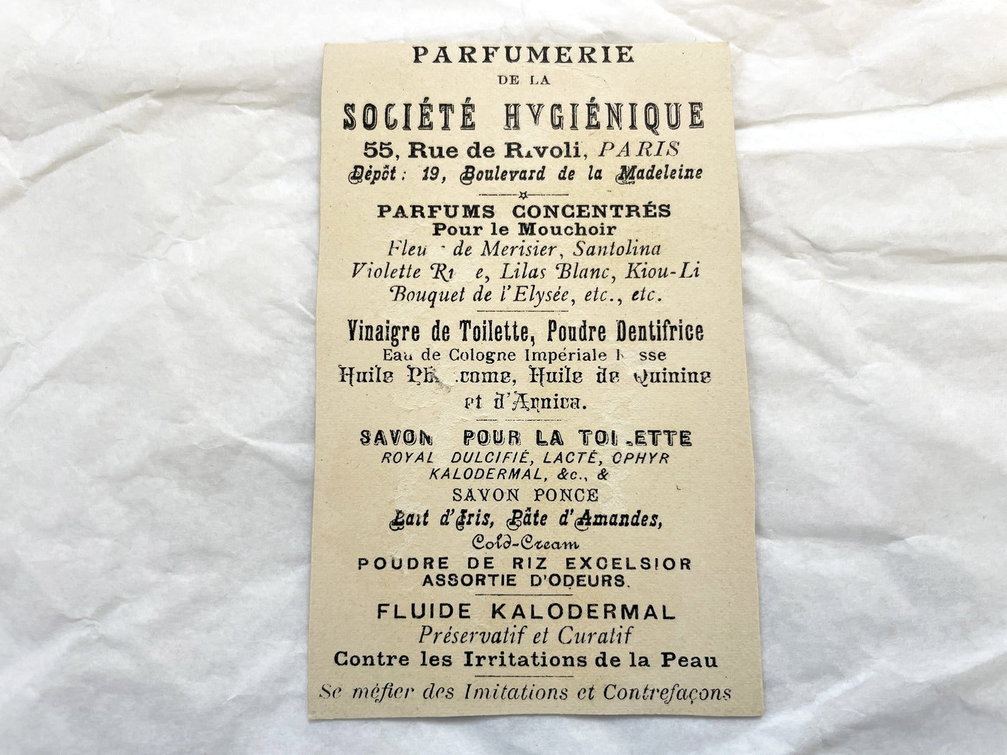 Late 19th - Set of 3 Chromolithograph Advertising Cards - French Perfume - Société Hygiénique Paris - Historical European Holiday Scenes