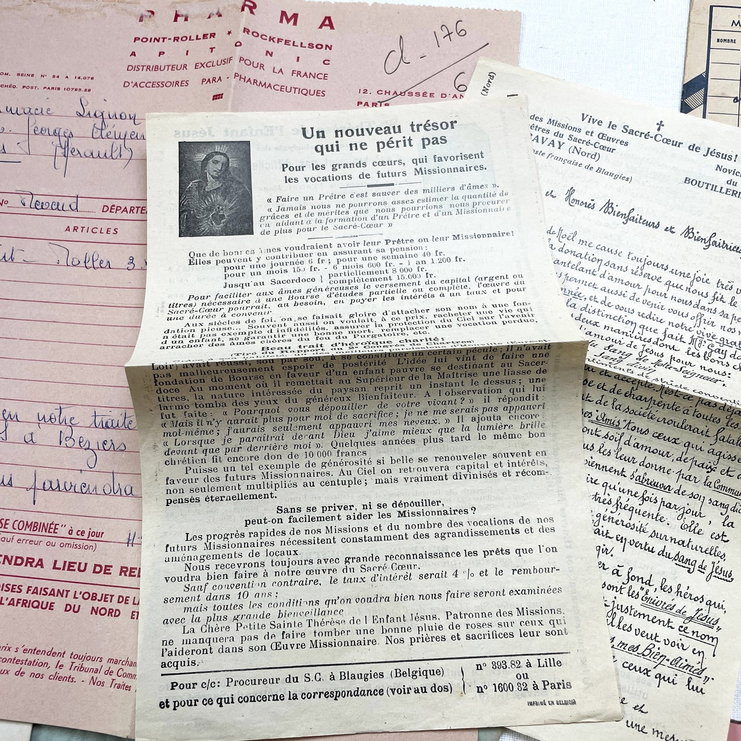 1950s - Authentic French Vintage Paper Ephemera Bundle - Letters - Invoices - Postcards - Photos - Menus - Crafting Journal Supply