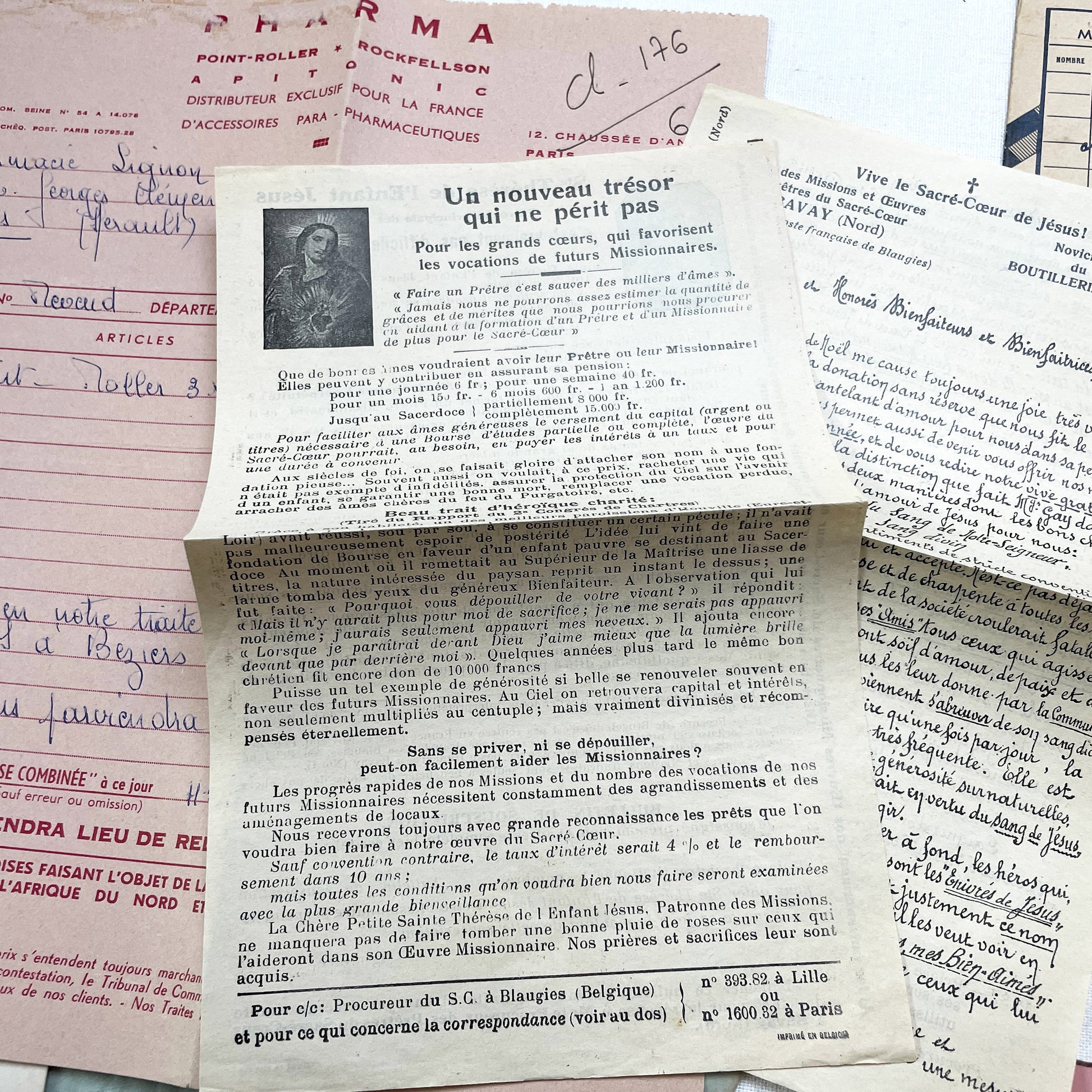 1950s - Authentic French Vintage Paper Ephemera Bundle - Letters - Invoices - Postcards - Photos - Menus - Crafting Journal Supply