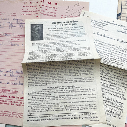 1950s - Authentic French Vintage Paper Ephemera Bundle - Letters - Invoices - Postcards - Photos - Menus - Crafting Journal Supply