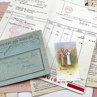 1950s - Authentic French Vintage Paper Ephemera Bundle - Letters - Invoices - Postcards - Photos - Menus - Crafting Journal Supply