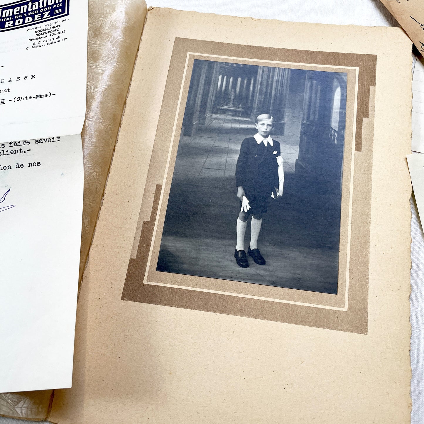 1940s - French WWII Era Ephemera - Vintage Documents Lot - Historical Paper Collection - Letters - Invoices - Postcards - Photos