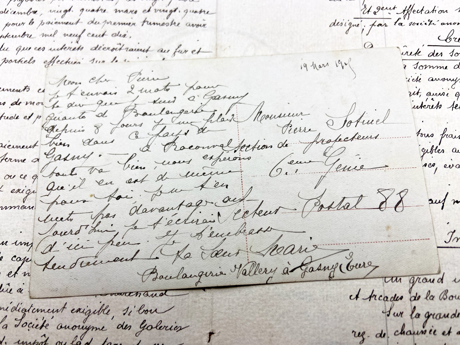 1910s - Vintage French Postcard - Woman Reading Letter - WWI Era Sentiment - Handwritten Postcard