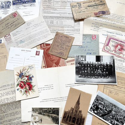 1940s - Vintage French Paper Ephemera Lot - Historical Documents for Junk Journal - Scrapbooking - Collectible Antique Papers