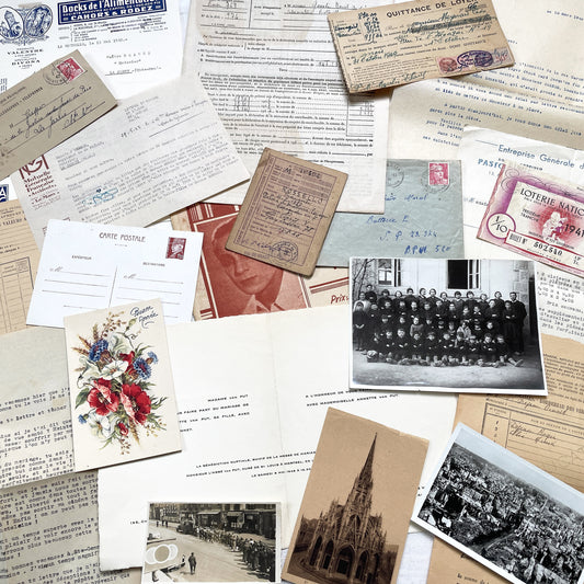 1940s - Vintage French Paper Ephemera Lot - Historical Documents for Junk Journal - Scrapbooking - Collectible Antique Papers