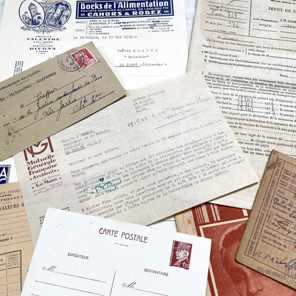 1940s - Vintage French Paper Ephemera Lot - Historical Documents for Junk Journal - Scrapbooking - Collectible Antique Papers