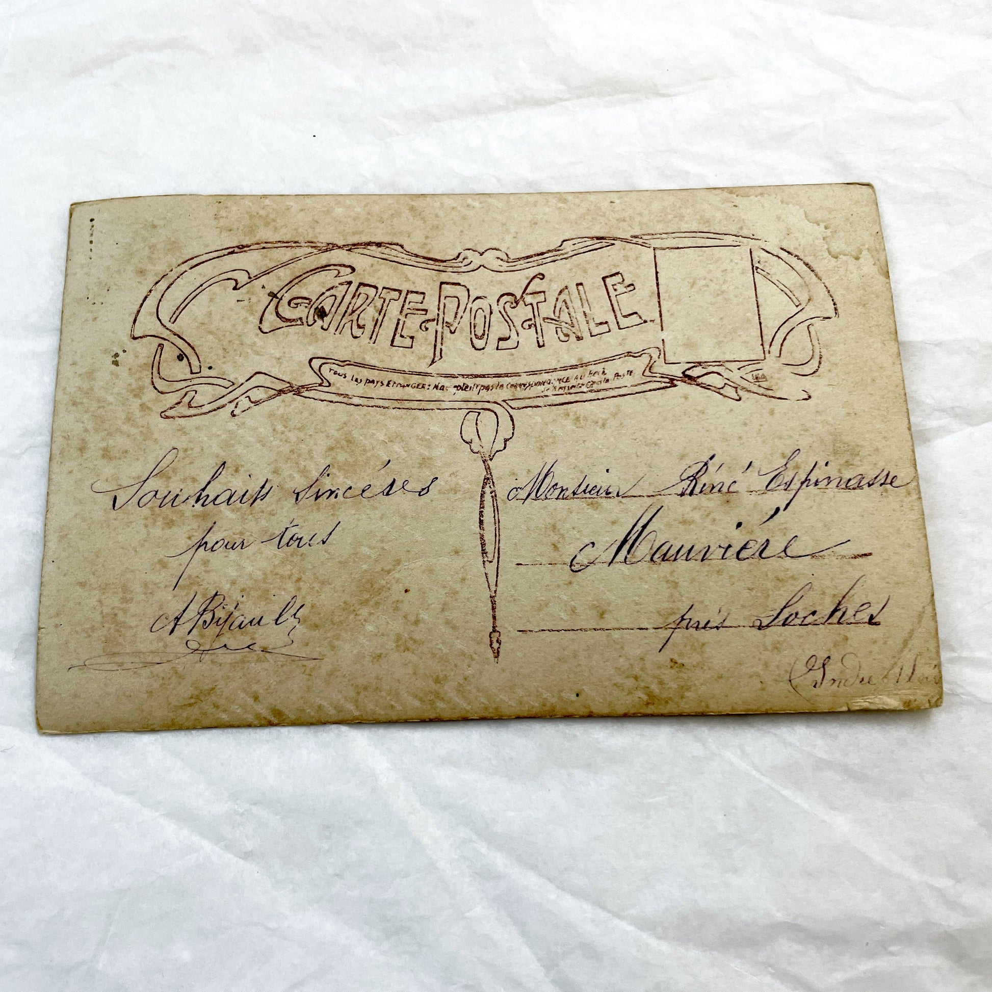 1900s - Antique French New Year Postcard - Elegant Woman with Gift - Holly Berries - Art Nouveau Style Greeting Card - Collectible Ephemera