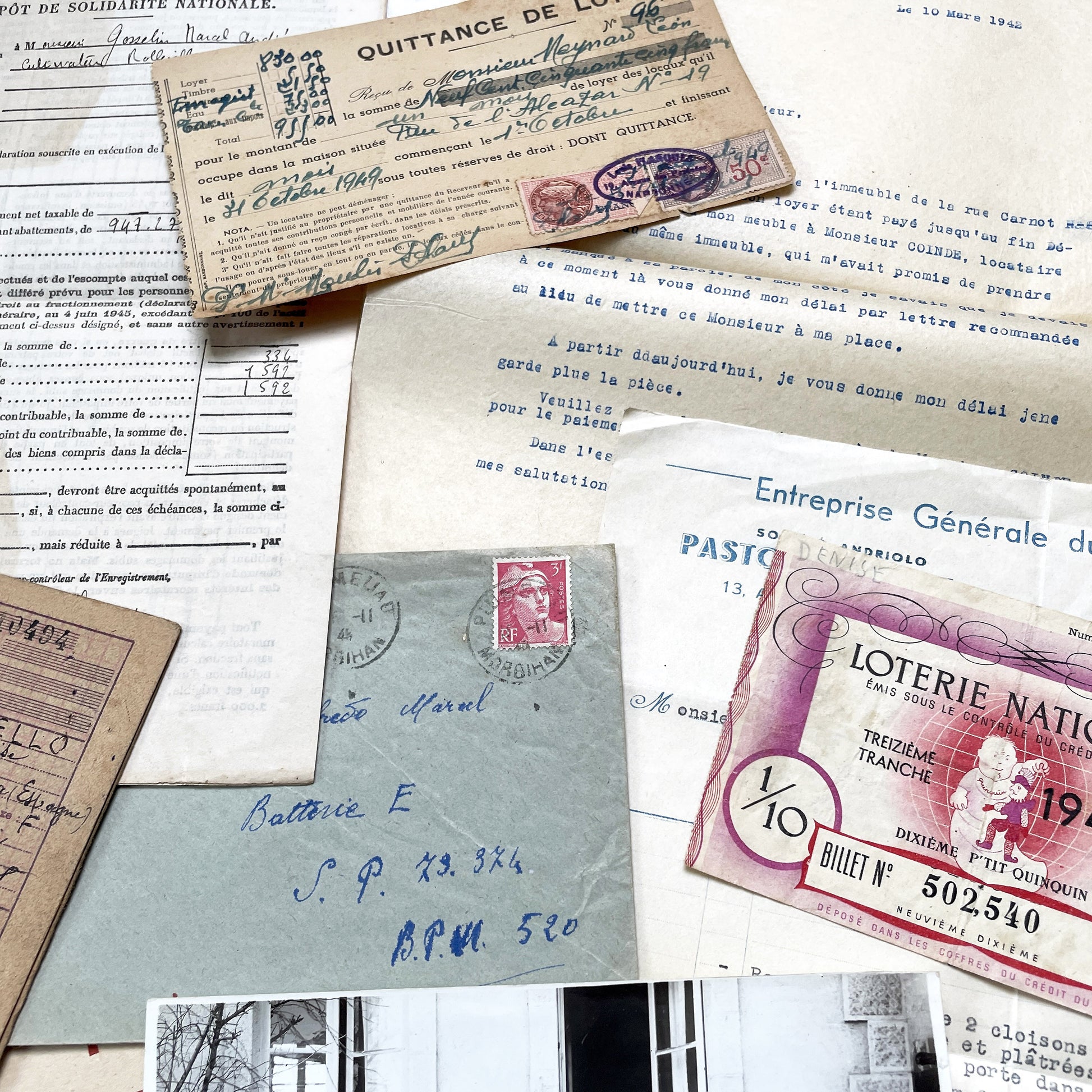 1940s - Vintage French Paper Ephemera Lot - Historical Documents for Junk Journal - Scrapbooking - Collectible Antique Papers