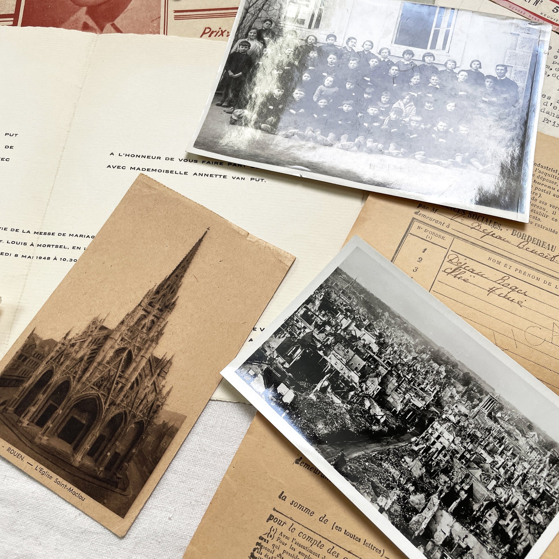 1940s - Vintage French Paper Ephemera Lot - Historical Documents for Junk Journal - Scrapbooking - Collectible Antique Papers