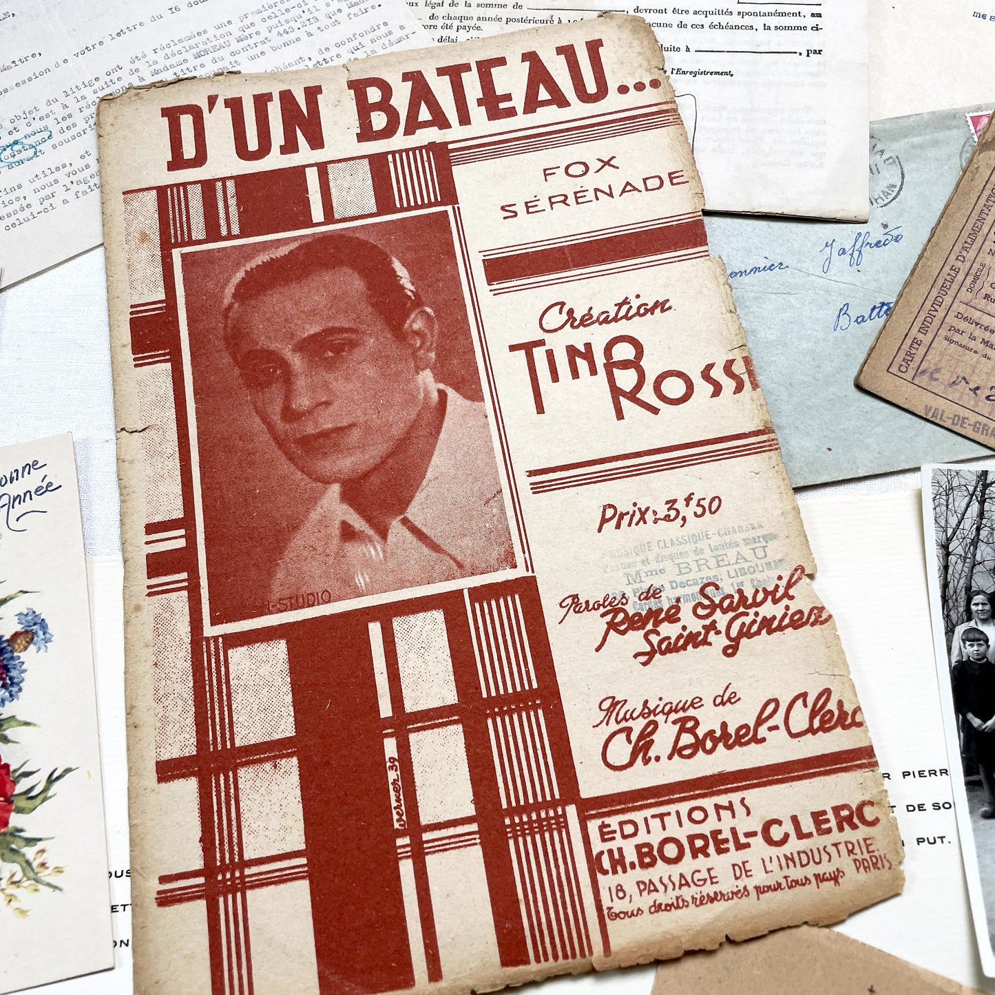 1940s - Vintage French Paper Ephemera Lot - Historical Documents for Junk Journal - Scrapbooking - Collectible Antique Papers