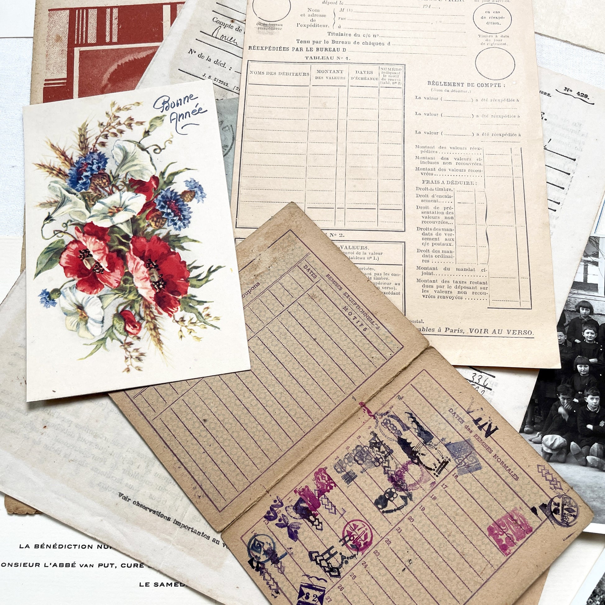 1940s - Vintage French Paper Ephemera Lot - Historical Documents for Junk Journal - Scrapbooking - Collectible Antique Papers