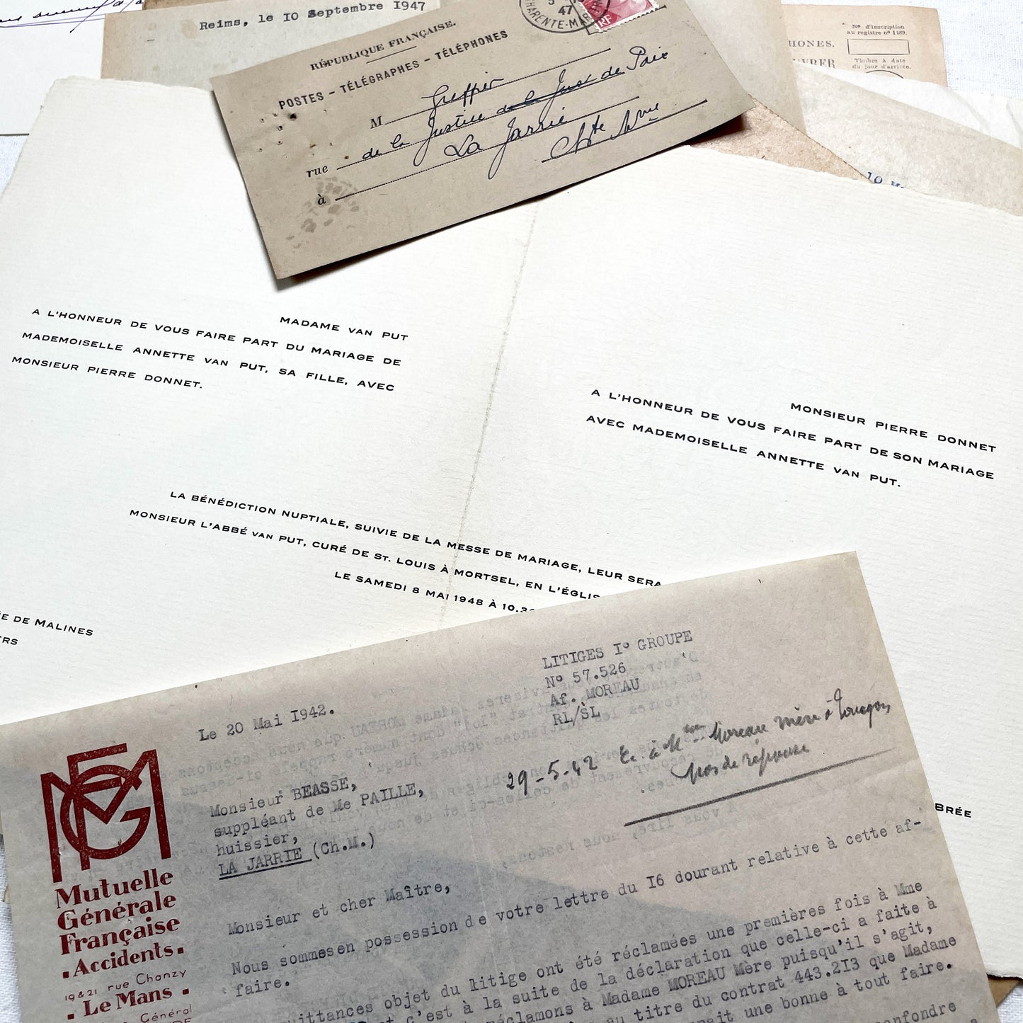 1940s - Vintage French Paper Ephemera Lot - Historical Documents for Junk Journal - Scrapbooking - Collectible Antique Papers