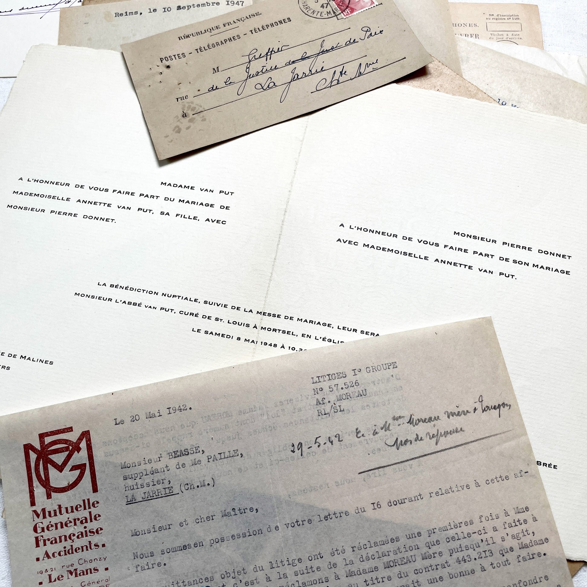 1940s - Vintage French Paper Ephemera Lot - Historical Documents for Junk Journal - Scrapbooking - Collectible Antique Papers