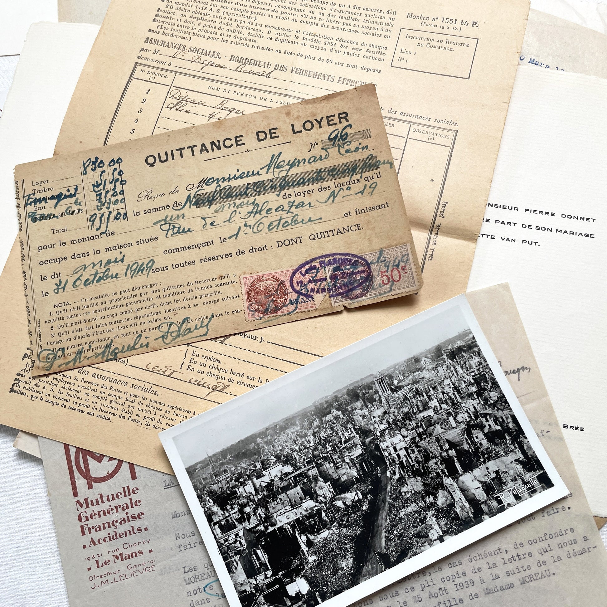 1940s - Vintage French Paper Ephemera Lot - Historical Documents for Junk Journal - Scrapbooking - Collectible Antique Papers
