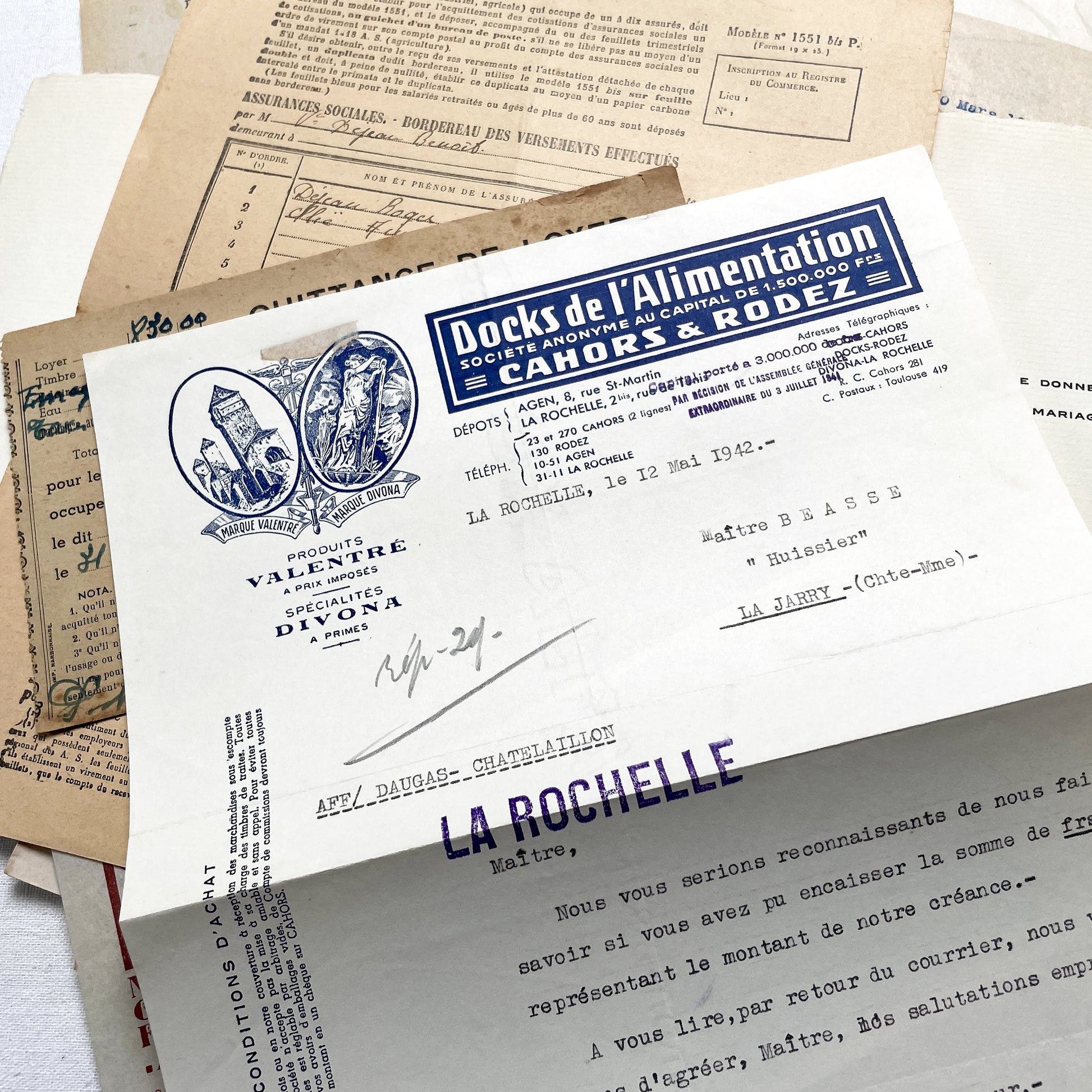 1940s - Vintage French Paper Ephemera Lot - Historical Documents for Junk Journal - Scrapbooking - Collectible Antique Papers