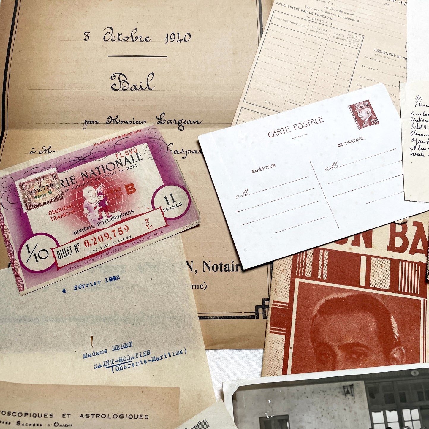 1940s - Authentic French Vintage Ephemera Collection - Documents for Scrapbooking, Junk Journals, and Art Projects - 20 Diverse Papers