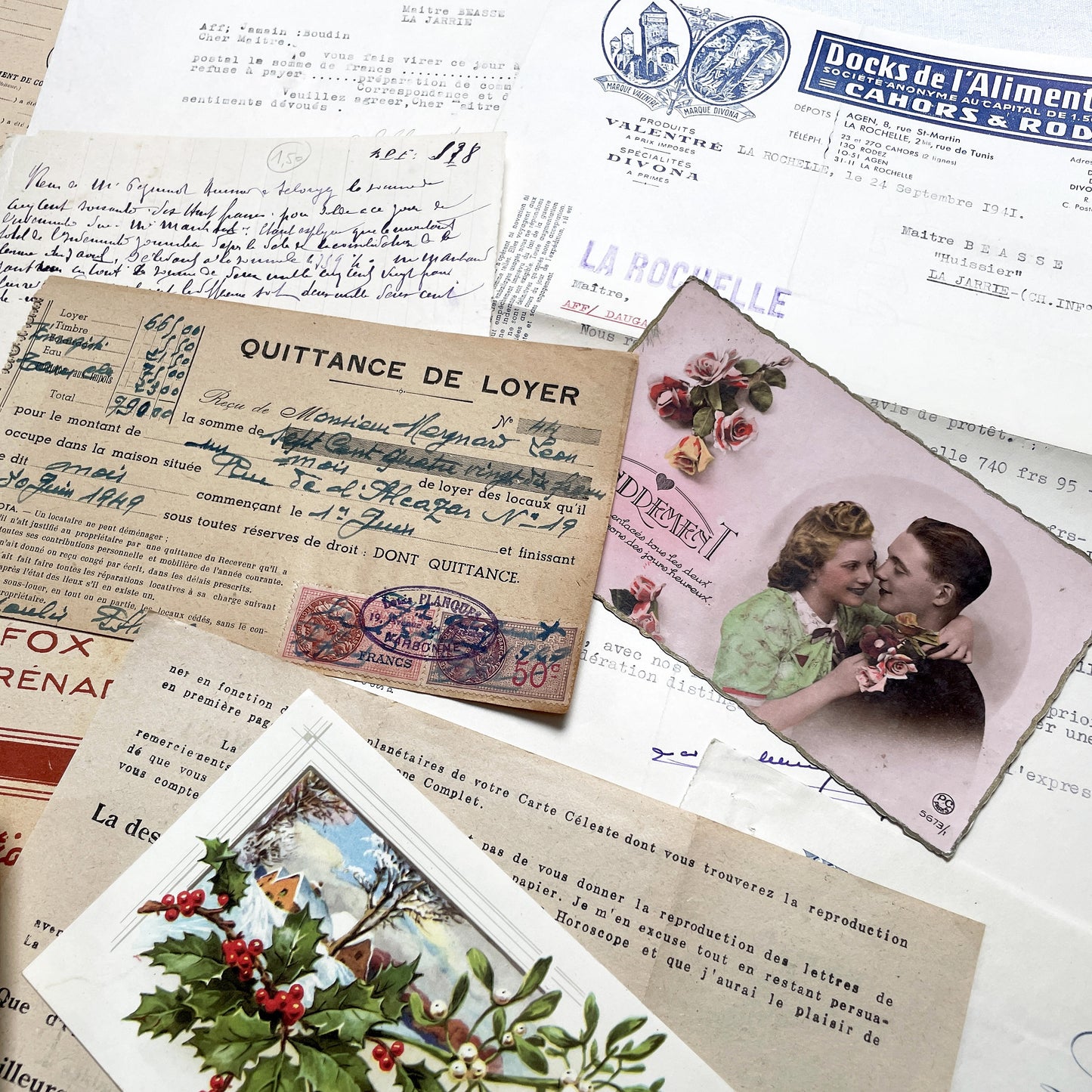 1940s - Authentic French Vintage Ephemera Collection - Documents for Scrapbooking, Junk Journals, and Art Projects - 20 Diverse Papers