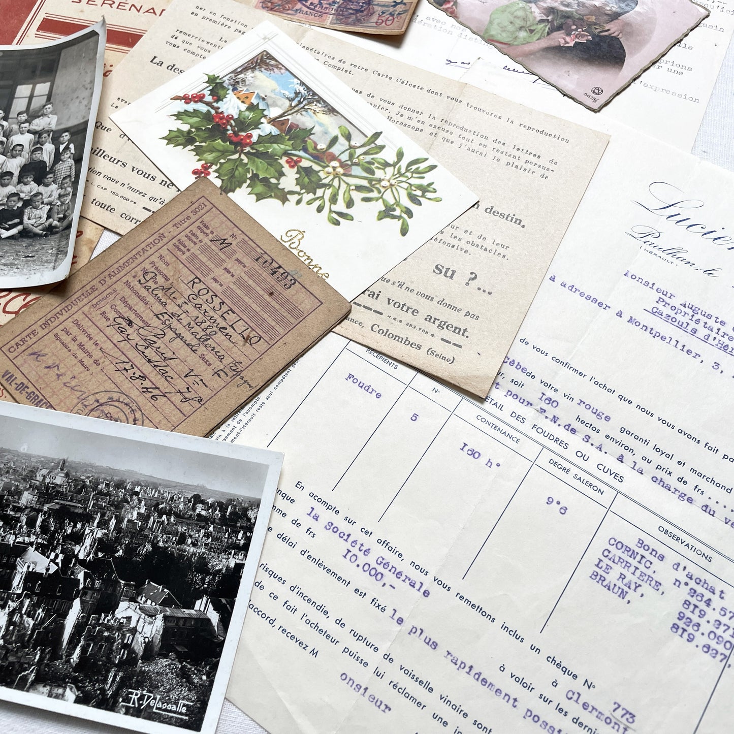 1940s - Authentic French Vintage Ephemera Collection - Documents for Scrapbooking, Junk Journals, and Art Projects - 20 Diverse Papers