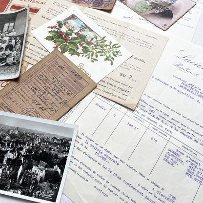 1940s - Authentic French Vintage Ephemera Collection - Documents for Scrapbooking, Junk Journals, and Art Projects - 20 Diverse Papers