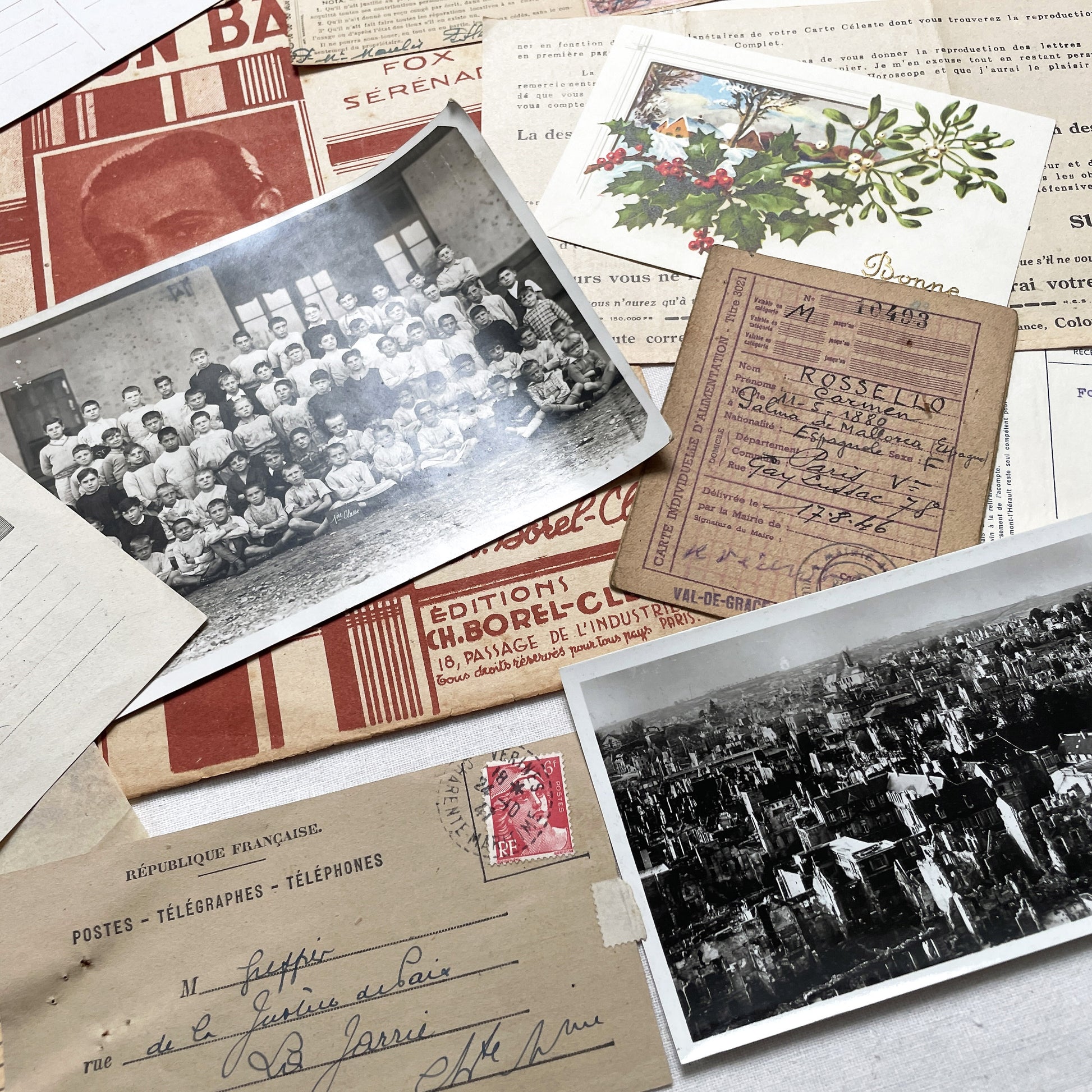 1940s - Authentic French Vintage Ephemera Collection - Documents for Scrapbooking, Junk Journals, and Art Projects - 20 Diverse Papers