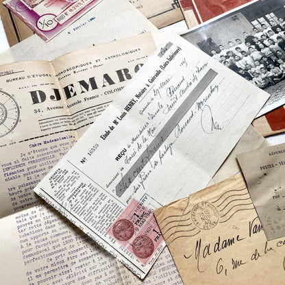 1940s - Authentic French Vintage Ephemera Collection - Documents for Scrapbooking, Junk Journals, and Art Projects - 20 Diverse Papers
