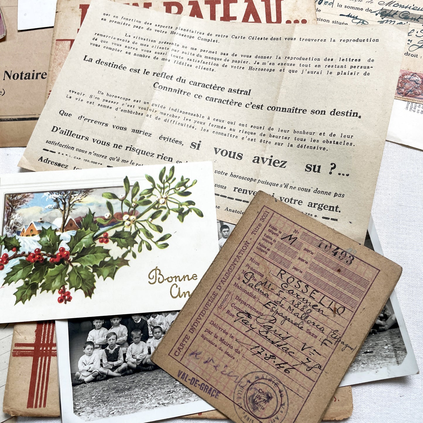 1940s - Authentic French Vintage Ephemera Collection - Documents for Scrapbooking, Junk Journals, and Art Projects - 20 Diverse Papers