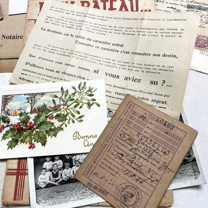 1940s - Authentic French Vintage Ephemera Collection - Documents for Scrapbooking, Junk Journals, and Art Projects - 20 Diverse Papers