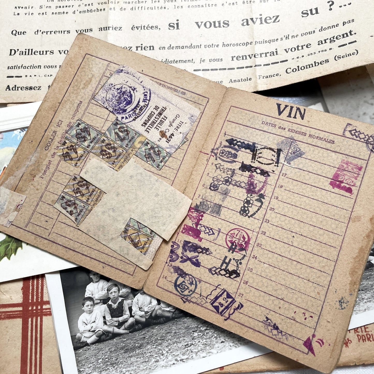 1940s - Authentic French Vintage Ephemera Collection - Documents for Scrapbooking, Junk Journals, and Art Projects - 20 Diverse Papers