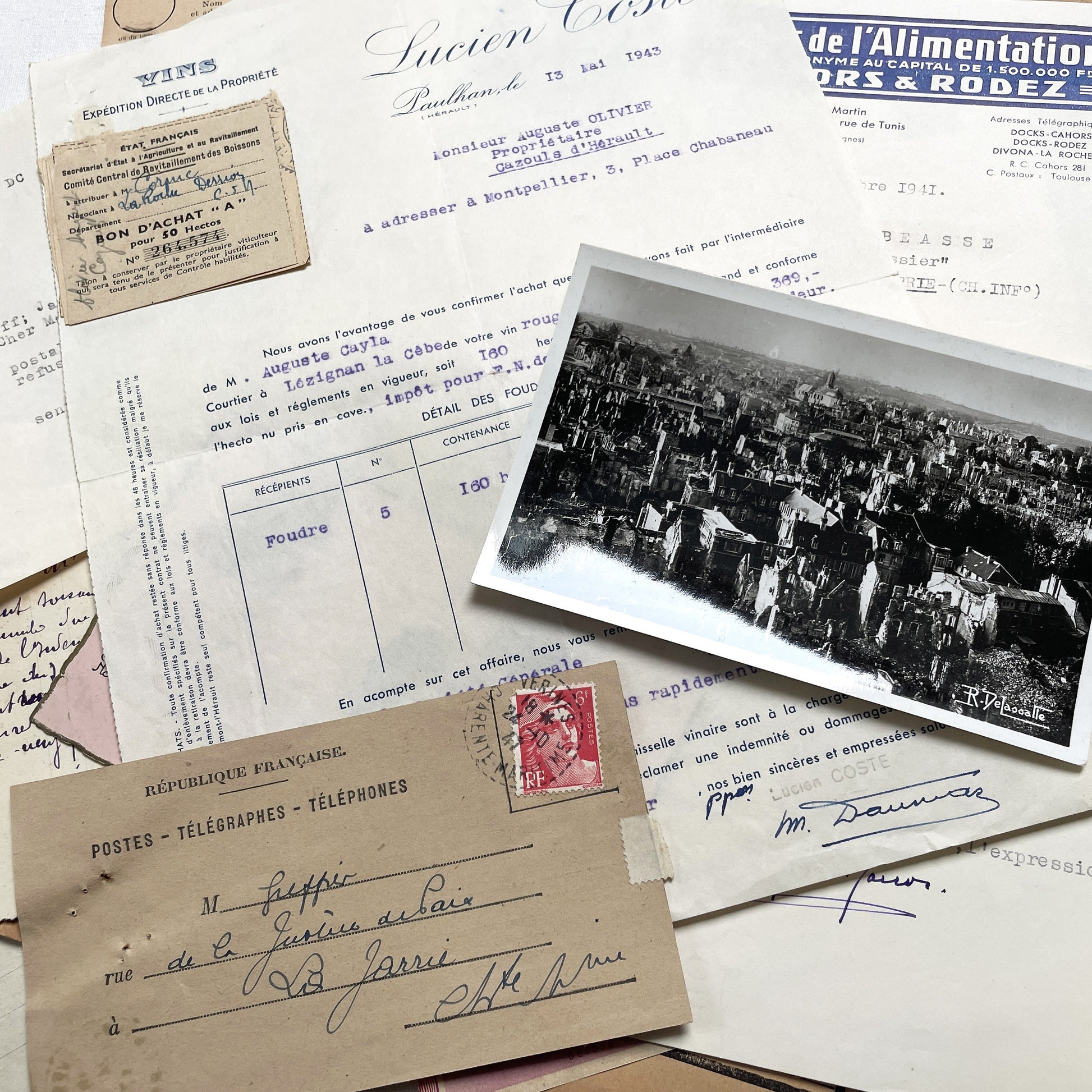 1940s - Authentic French Vintage Ephemera Collection - Documents for Scrapbooking, Junk Journals, and Art Projects - 20 Diverse Papers