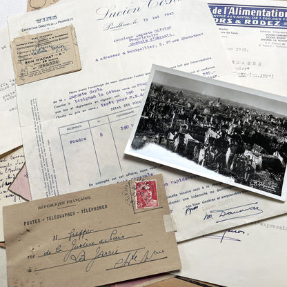 1940s - Authentic French Vintage Ephemera Collection - Documents for Scrapbooking, Junk Journals, and Art Projects - 20 Diverse Papers