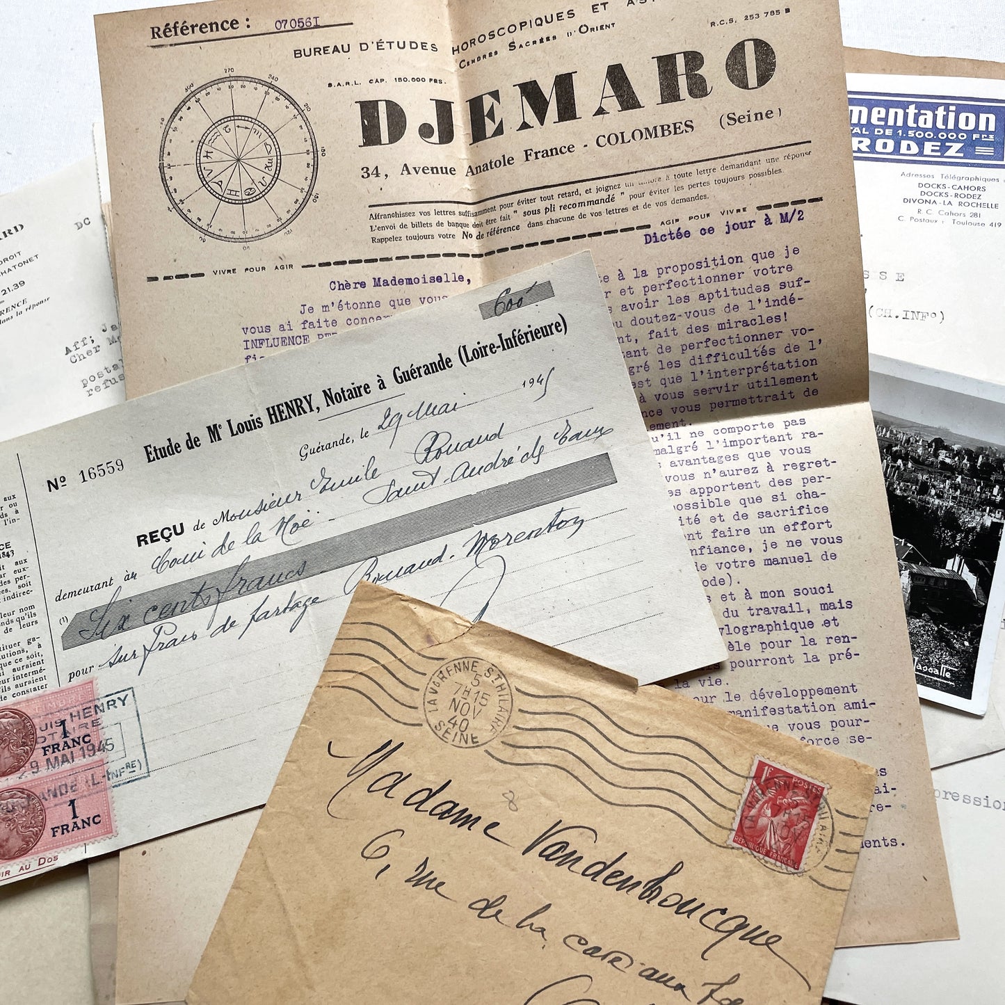 1940s - Authentic French Vintage Ephemera Collection - Documents for Scrapbooking, Junk Journals, and Art Projects - 20 Diverse Papers