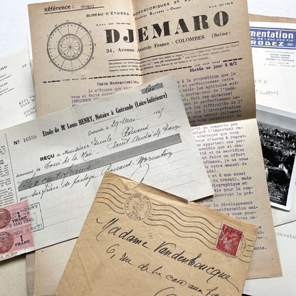 1940s - Authentic French Vintage Ephemera Collection - Documents for Scrapbooking, Junk Journals, and Art Projects - 20 Diverse Papers