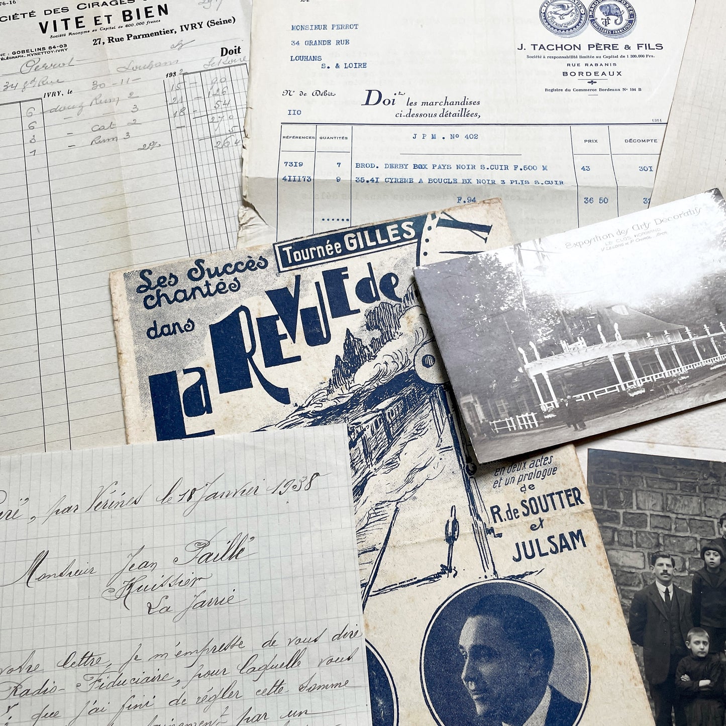 1930s - French Ephemera - Vintage Documents - Historic Paper Lot - Antique Collector's Set - Junk Journaling Supplies - Scrapbook