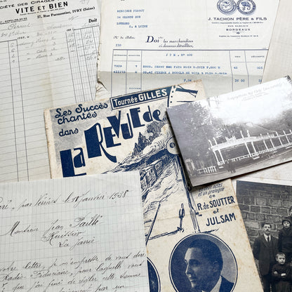 1930s - French Ephemera - Vintage Documents - Historic Paper Lot - Antique Collector's Set - Junk Journaling Supplies - Scrapbook