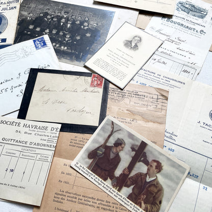 1930s - French Ephemera - Vintage Documents - Historic Paper Lot - Antique Collector's Set - Junk Journaling Supplies - Scrapbook