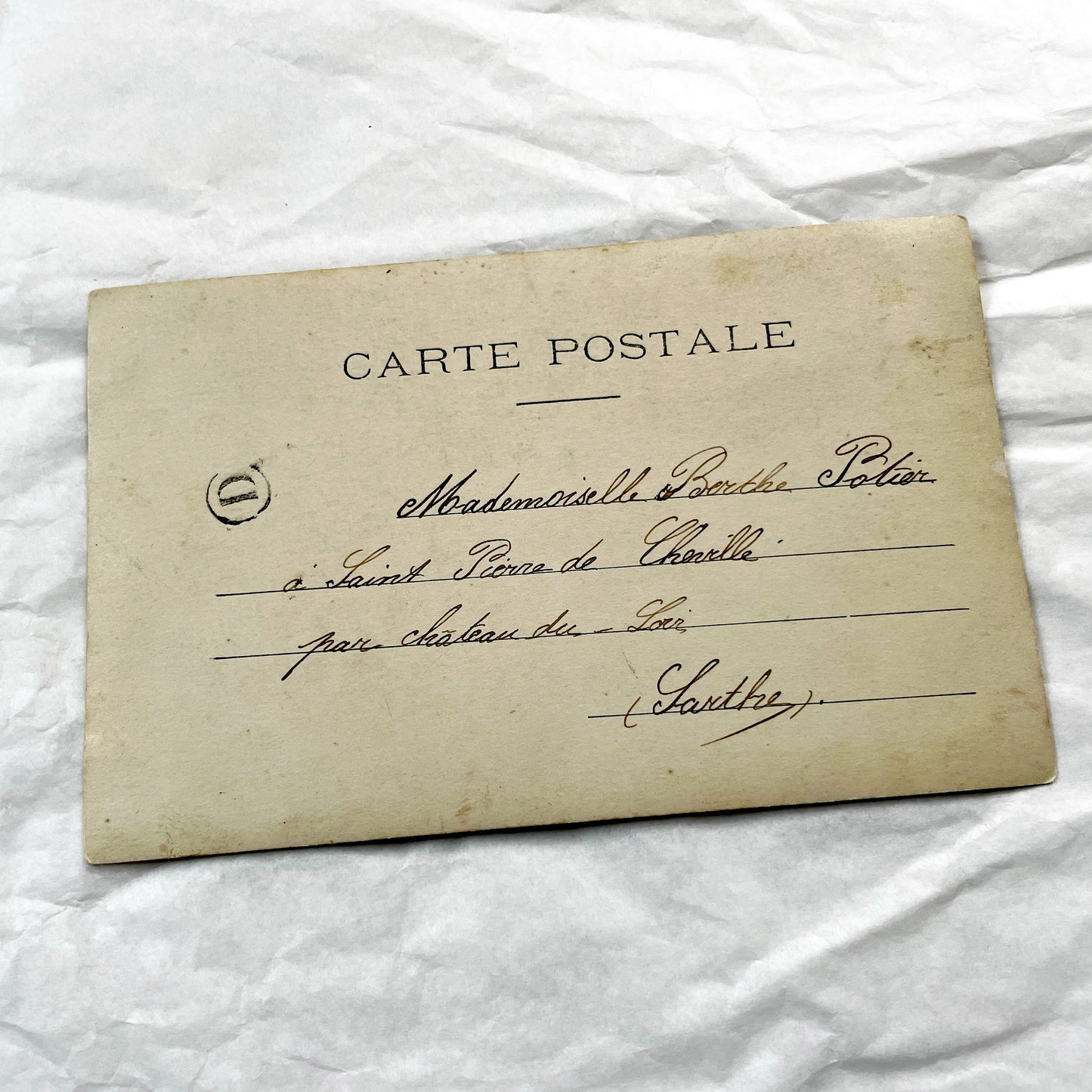 1900s - French Hand Colored Postcard - Young Woman Locking Secret in Discreet Cabinet - Charming Belle Epoque Genre Scene