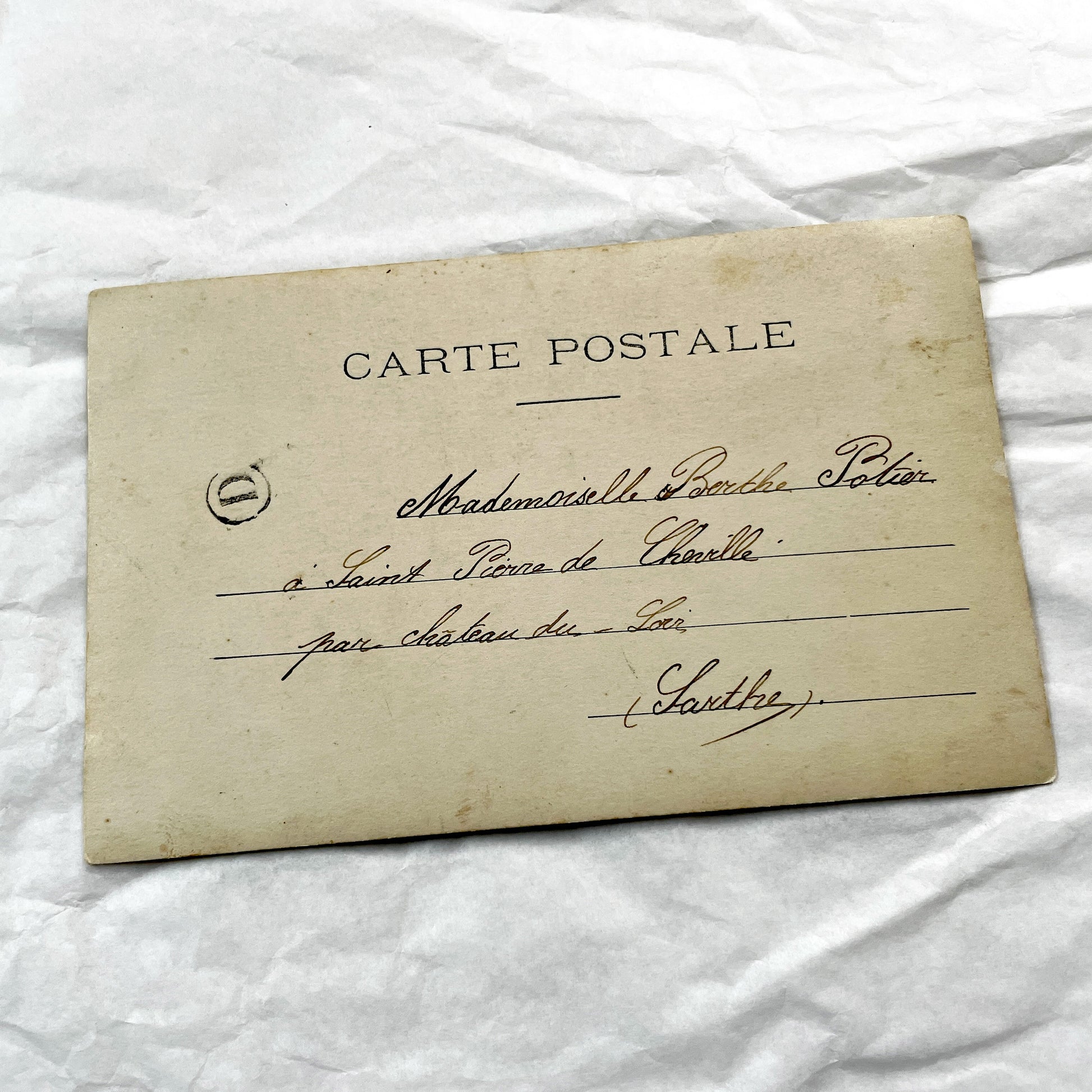 1900s - French Hand Colored Postcard - Young Woman Locking Secret in Discreet Cabinet - Charming Belle Epoque Genre Scene
