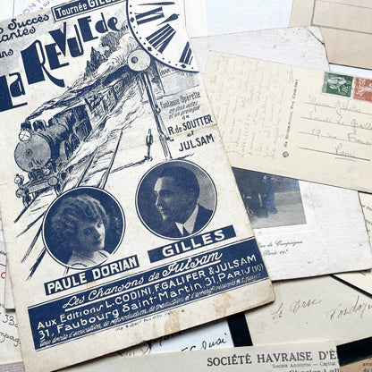 1930s - French Ephemera - Vintage Documents - Historic Paper Lot - Antique Collector's Set - Junk Journaling Supplies - Scrapbook