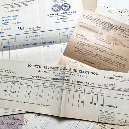 1930s - French Ephemera - Vintage Documents - Historic Paper Lot - Antique Collector's Set - Junk Journaling Supplies - Scrapbook