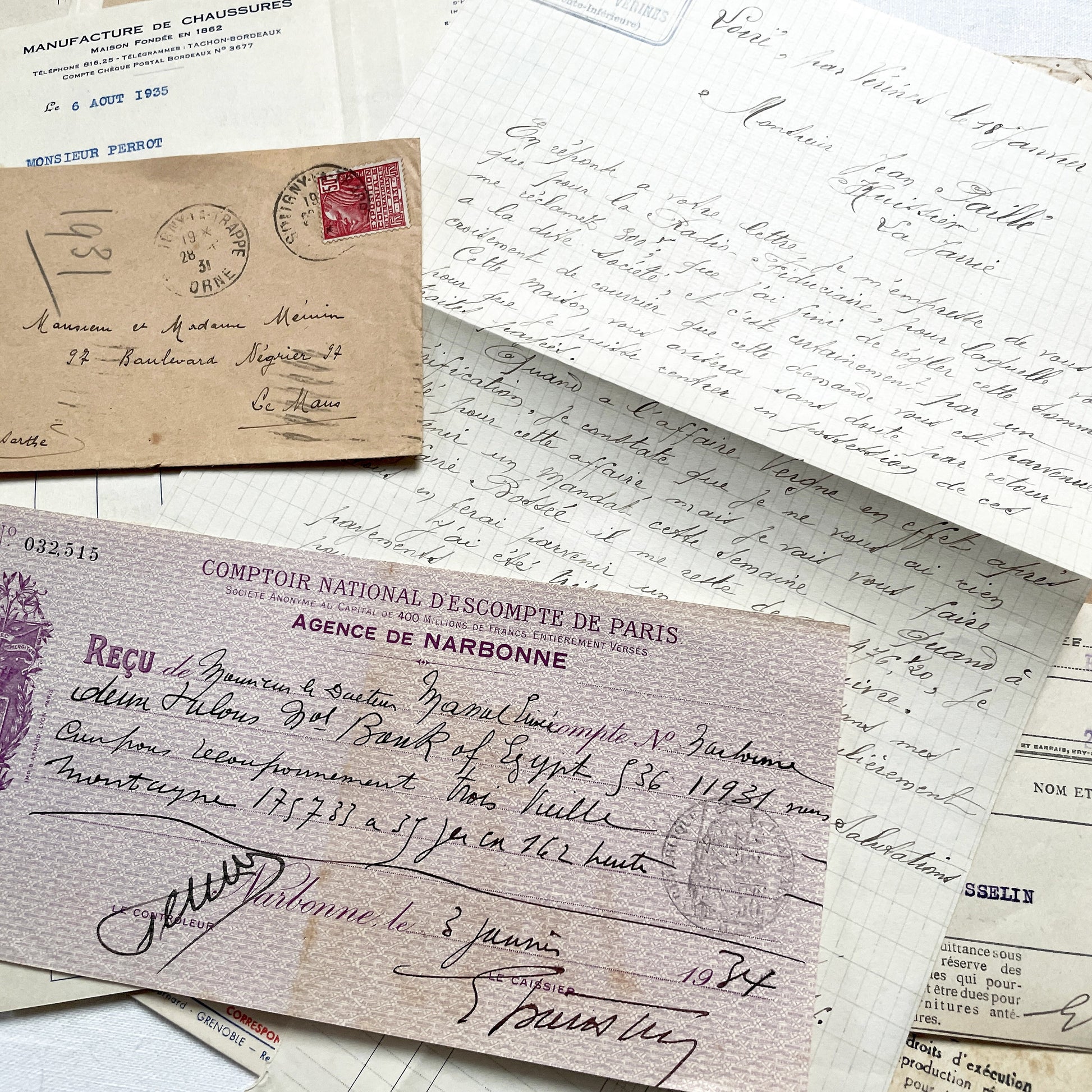 1930s - French Ephemera - Vintage Documents - Historic Paper Lot - Antique Collector's Set - Junk Journaling Supplies - Scrapbook