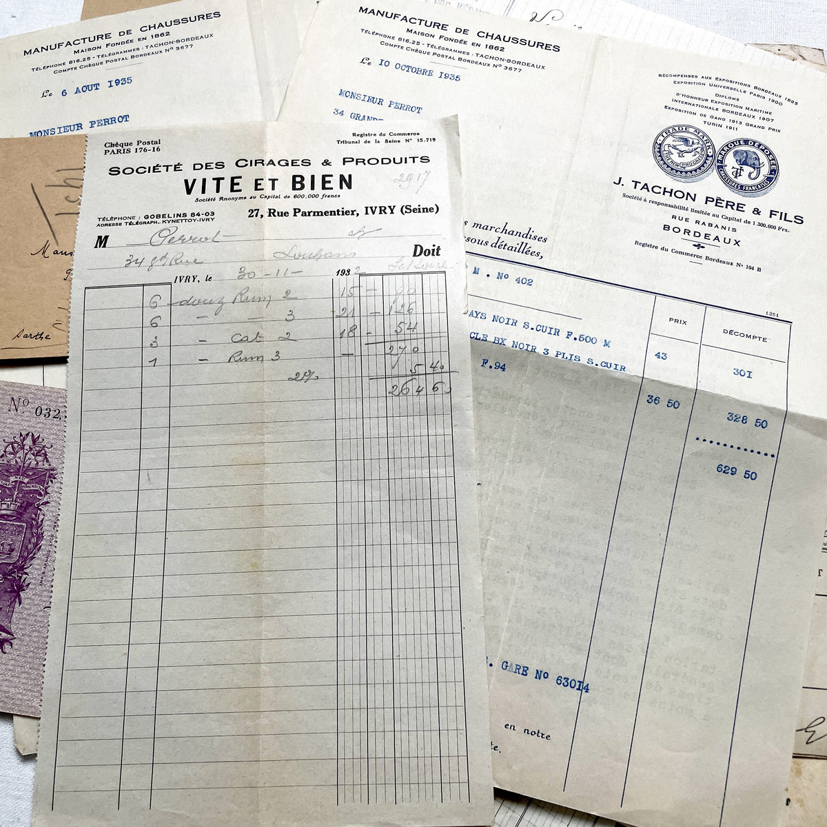 1930s - French Ephemera - Vintage Documents - Historic Paper Lot - Antique Collector's Set - Junk Journaling Supplies - Scrapbook