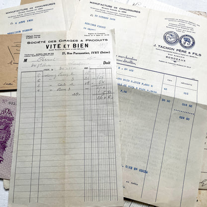 1930s - French Ephemera - Vintage Documents - Historic Paper Lot - Antique Collector's Set - Junk Journaling Supplies - Scrapbook