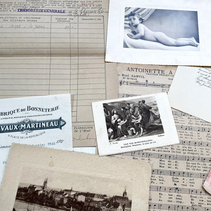 1930s - French Ephemera Lot - Vintage Paper Pack for Junk Journaling and Scrapbooking - Antique Letters, Postcards, Photos, & Invoices