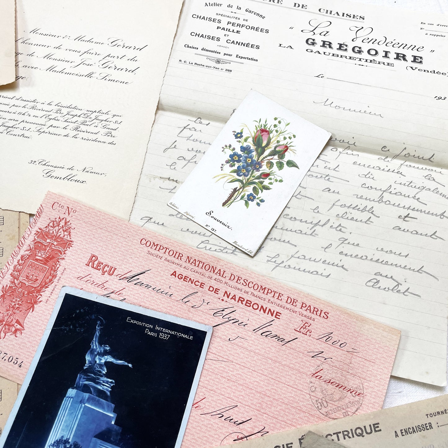 1930s - French Ephemera Lot - Vintage Paper Pack for Junk Journaling and Scrapbooking - Antique Letters, Postcards, Photos, & Invoices