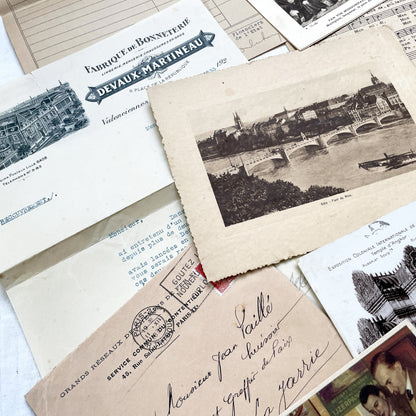 1930s - French Ephemera Lot - Vintage Paper Pack for Junk Journaling and Scrapbooking - Antique Letters, Postcards, Photos, & Invoices