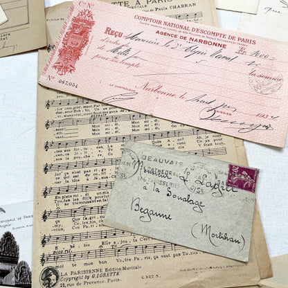 1930s - French Ephemera Lot - Vintage Paper Pack for Junk Journaling and Scrapbooking - Antique Letters, Postcards, Photos, & Invoices