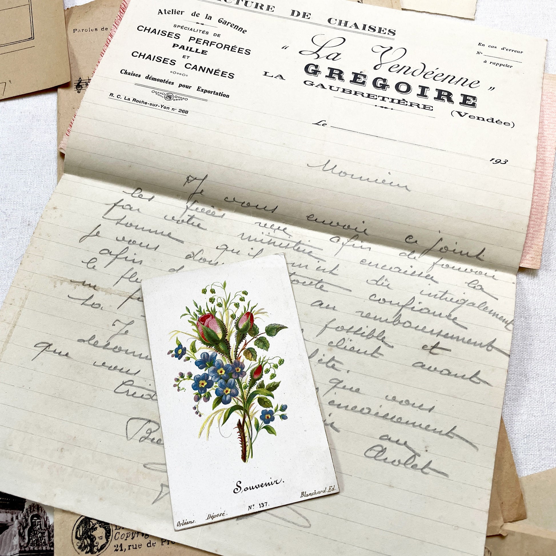 1930s - French Ephemera Lot - Vintage Paper Pack for Junk Journaling and Scrapbooking - Antique Letters, Postcards, Photos, & Invoices