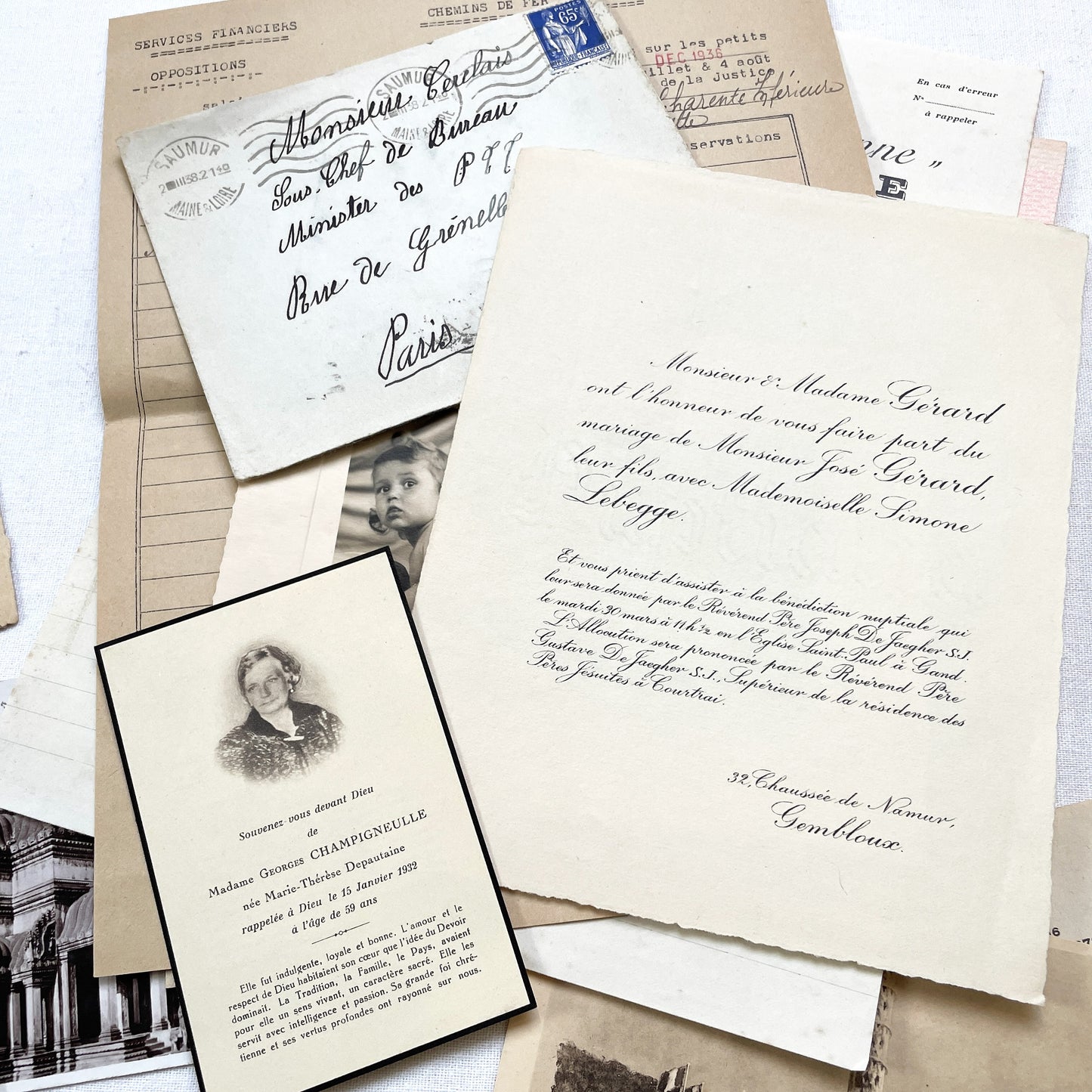 1930s - French Ephemera Lot - Vintage Paper Pack for Junk Journaling and Scrapbooking - Antique Letters, Postcards, Photos, & Invoices